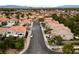Stunning aerial view of a residential street lined with well-maintained homes and mature landscaping at 10 Staghorn St, Henderson, NV 89012