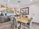 Dining area with wood table, upholstered chairs, stylish decorations, and adjacent coffee bar at 2005 Via Firenze, Henderson, NV 89044