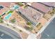 Overhead view of a single Gathering home with desert landscaping, sidewalk and street at 314 Meadow Brush Pl, Henderson, NV 89011