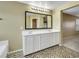 Bathroom features a double sink vanity and checkered floor at 3189 Sisley Garden Ave, Henderson, NV 89044