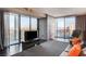 Modern living room with floor-to-ceiling windows offering amazing views of the Las Vegas Strip at 4381 W Flamingo Rd # 3002, Las Vegas, NV 89103