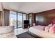 Bright and airy main bedroom with soaking tub, city views, and a sleek, modern aesthetic at 4381 W Flamingo Rd # 3002, Las Vegas, NV 89103