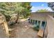 Aerial backyard view highlighting the patio, mature trees, and outdoor living space at 5785 N Tee Pee Ln, Las Vegas, NV 89149