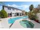 A large pool and spa create a relaxing outdoor retreat with lush greenery and a patio area at 6695 Shadow Cove Ave, Las Vegas, NV 89139
