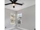 Neutral bedroom with wood-look flooring and a ceiling fan at 1216 Padre Serra Ln, Las Vegas, NV 89134