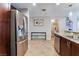 Well-lit kitchen with stainless steel fridge and sink at 150 Las Vegas Blvd # 1014, Las Vegas, NV 89101