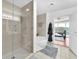 Modern bathroom featuring a glass-enclosed shower and free-standing tub at 200 W Sahara Ave # 801, Las Vegas, NV 89102