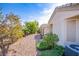 Well-maintained side yard featuring desert landscaping, providing privacy and curb appeal at 2136 Eagle Sticks Dr, Henderson, NV 89012