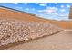 View of rock landscaping and perimeter wall in backyard at 2150 Grant Union Ct, Laughlin, NV 89029