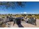 Outdoor fire pit area with comfortable seating and mountain views at 4743 S Sungold St, Pahrump, NV 89061