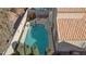 Aerial view of backyard featuring pool and patio area, perfect for outdoor living and entertaining at 8432 Squaw Valley Ave, Las Vegas, NV 89128