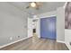 Bedroom with ceiling fan and painted sliding closet doors at 8639 Tortoise Canyon Ct, Las Vegas, NV 89148