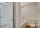 Bathroom featuring a tub and shower combination, toilet, and modern fixtures at 3354 Via Strada St, Henderson, NV 89044