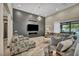 Contemporary living room with designer furnishings and a striking fireplace feature at 4345 N Dapple Gray Rd, Las Vegas, NV 89129