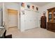 Bedroom with modern closet doors, neutral walls, and carpeted floor at 4560 E Cactus Canyon Dr, Pahrump, NV 89061