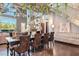 Dining area with a large wooden table, plush chairs, and stylish décor, set against the backdrop of modern architecture at 5014 Thunder River Cir, Las Vegas, NV 89148