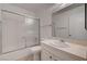 Clean bathroom with shower-tub combo and neutral-toned vanity at 2367 E Hacienda Ave, Las Vegas, NV 89119