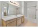 Clean bathroom featuring a large mirror, ample counter space, and a shower-tub combination at 3400 Cabana Dr # 2103, Las Vegas, NV 89122