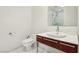 Stylish bathroom with marble countertop sink and tiled floors at 4471 Dean Martin Dr # 2605, Las Vegas, NV 89103