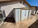 Storage shed in backyard is perfect for storing tools and equipment, keeping your garage and home clutter-free at 6412 Churchfield Blvd, Las Vegas, NV 89103
