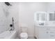Updated bathroom featuring an illuminated mirror, modern vanity, and shower-tub combo at 9000 Las Vegas Blvd # 1043, Las Vegas, NV 89123