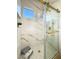 Shower with unique tile and gold hardware at 10412 Button Willow Dr, Las Vegas, NV 89134