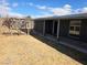 View of backyard, showcasing the covered porch and potential for gardening at 1642 Palma Vista Ave, Las Vegas, NV 89169