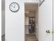 View of the water heater in the utility closet with storage shelves at 1701 E Katie Ave # 57, Las Vegas, NV 89119