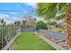 View of a small backyard with artificial grass, a small pool, and a block wall at 1904 Chapman Dr, Las Vegas, NV 89104