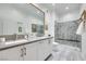 Modern bathroom featuring a double sink vanity, frameless shower, and contemporary finishes at 2305 W Horizon Ridge Pkwy # 514, Henderson, NV 89052