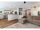 View from the living room showing seamless flow into kitchen and dining area at 5131 Moose Falls Dr, Las Vegas, NV 89141