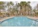 Inviting community pool with clear blue water, surrounded by lush landscaping and mature palm trees at 5265 Caspian Springs Dr # 201, Las Vegas, NV 89120