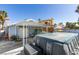 Backyard showcasing an above-ground pool, a covered patio, and lush landscaping at 5309 Silverheart Ave, Las Vegas, NV 89142