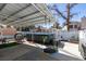 Spacious backyard featuring a covered patio, above ground pool, and comfortable seating area at 5309 Silverheart Ave, Las Vegas, NV 89142