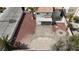 Backyard aerial view highlighting patio, landscaping, fire pit, and overall layout at 5850 Grey Wood Way, North Las Vegas, NV 89031