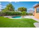 Amazing backyard with pool, spa, and mature landscape perfect for relaxing or entertaining at 7685 Gilespie St, Las Vegas, NV 89123