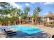 Inviting community pool surrounded by lush greenery, offering a refreshing oasis for relaxation and recreation at 908 Domnus Ln # 203, Las Vegas, NV 89144