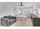 Comfortable bedroom with carpet, ceiling fan, recessed lighting, reading nook, and natural light at 9783 Hawk Crest St, Las Vegas, NV 89141