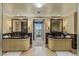 Luxurious bathroom with marble flooring, & vanity, and mirrors at 2000 Fashion Show Dr # 6109, Las Vegas, NV 89109