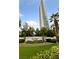 Turnberry Towers exterior shot showcasing the meticulously landscaped entrance to the luxury high-rise at 222 Karen Ave # 1908, Las Vegas, NV 89109