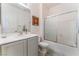 Bathroom featuring a shower-tub combo and single sink vanity at 3608 Herring Gull Ln, North Las Vegas, NV 89084