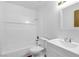 Clean bathroom featuring a tub and shower combination and modern vanity at 5070 Jeffreys St # 101, Las Vegas, NV 89119