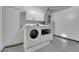 Laundry area featuring a modern, front-load washer and dryer unit with storage cabinets above at 57 Marion Dr, Las Vegas, NV 89110