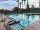 A clean lap swimming pool with clear blue water is surrounded by lounge chairs at 996 Cetona Ct, Henderson, NV 89011