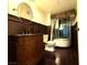Classic bathroom with beautiful vanity, wood trim and shower enclosure at 26 E Serene Ave # 412, Las Vegas, NV 89123