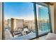 Stunning city views from the large window in the living area at 3726 Las Vegas Blvd # 2407, Las Vegas, NV 89158