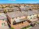 This aerial shows the home's roof, covered patio and landscaping at 6335 Mount Eden Ave, Las Vegas, NV 89139