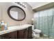 Bathroom featuring a large vanity, a shower and bathtub combination, and updated fixtures at 7950 W Flamingo Rd # 1037, Las Vegas, NV 89147