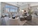 Large living area featuring modern seating, expansive windows, and neutral tones and decor throughout at 3120 Greenscape Ln, Las Vegas, NV 89138