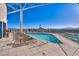 Rooftop swimming pool with lounge chairs, stunning city skyline and mountain views at 200 Hoover Ave # 1210, Las Vegas, NV 89101